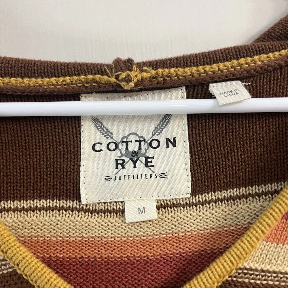 Cotton & Rye Outfitters Womens Stripe Hooded Knit Sweatshirt M Boho Gyaru Brown Size M - Image 2