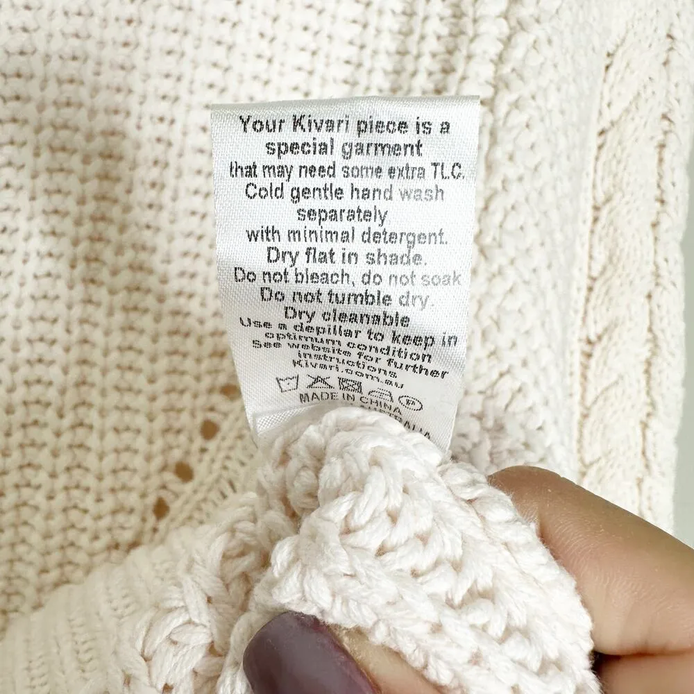 Kivari Womens Jumper Sweater Long Sleeve Mock Neck Knit Pullover White Large - Image 9