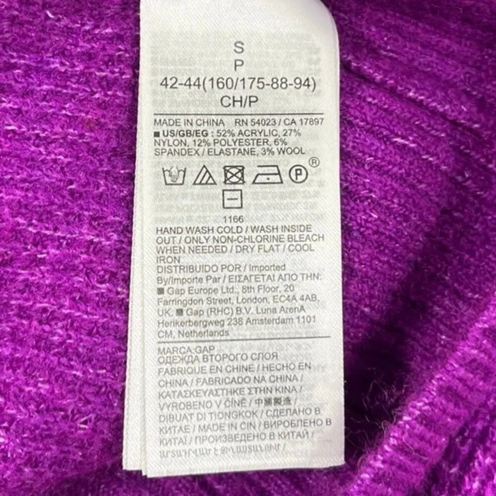 Gap Women's Purple Wool Mock Neck Waffle Knit Long Sleeve Pullover Sweater Top S - Image 5