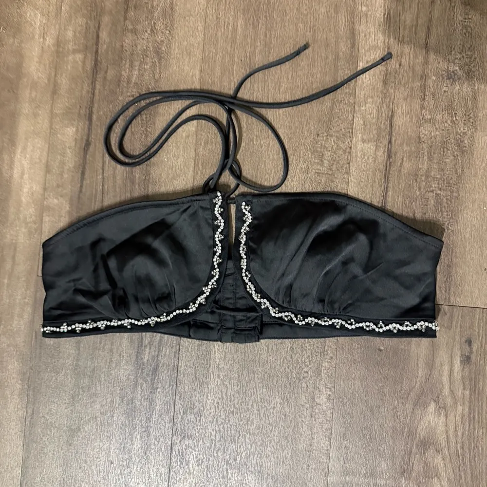 NWT ZARA SATIN BEADED TIE FRONT TOP - Image 12