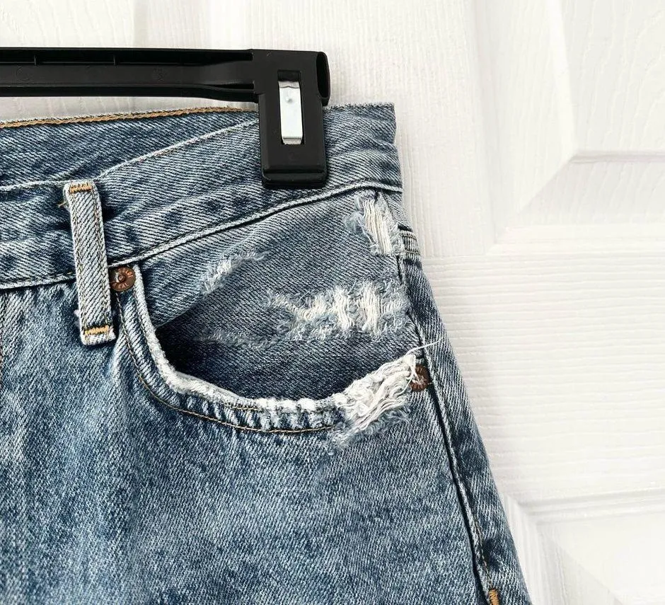 Riley High Rise Straight Crop Denim Jeans Button Fly In Frequency 27 - Image 11