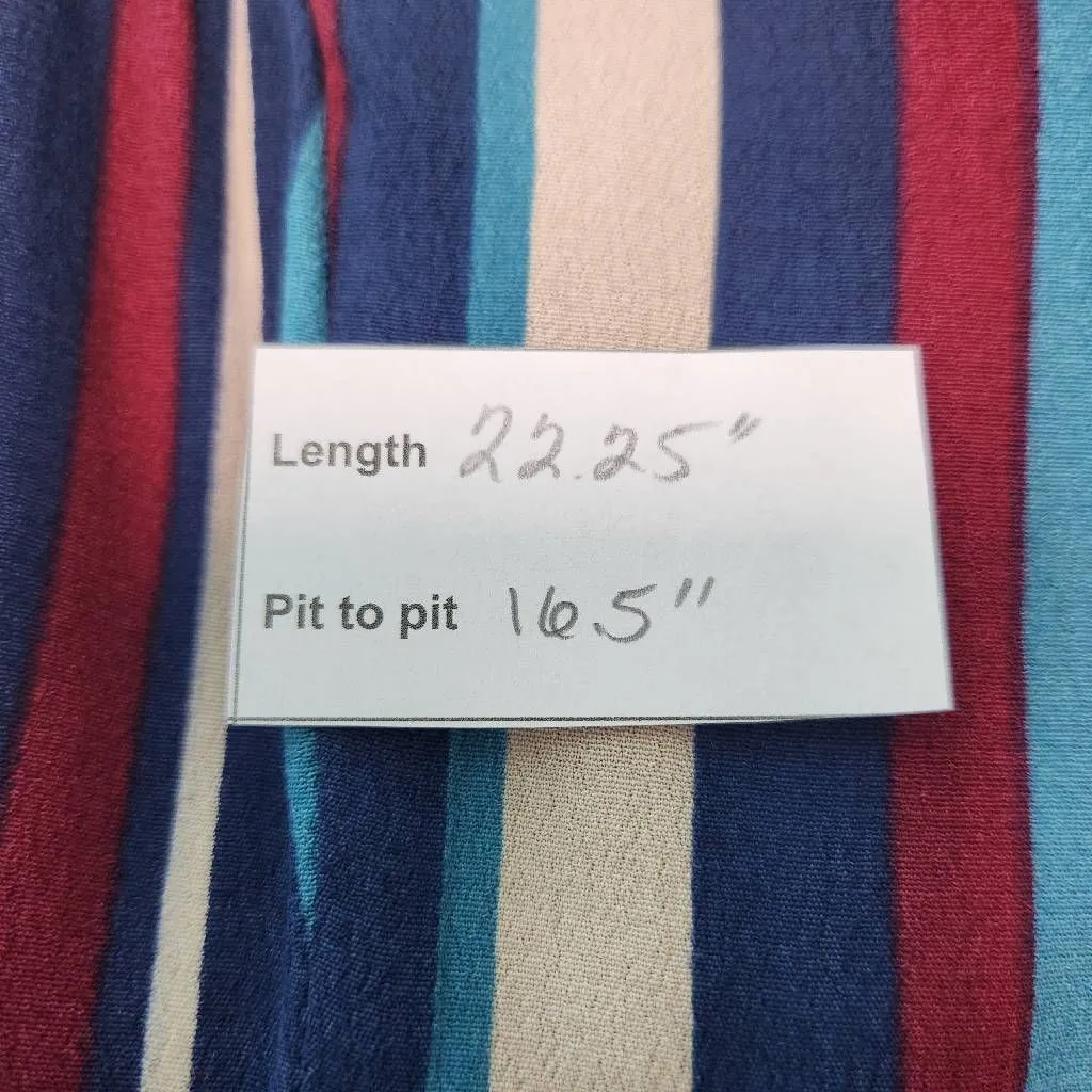 Band of Gypsies Blue and Oxblood Striped Blouse NWT Size Small Wrap Top - Image 9