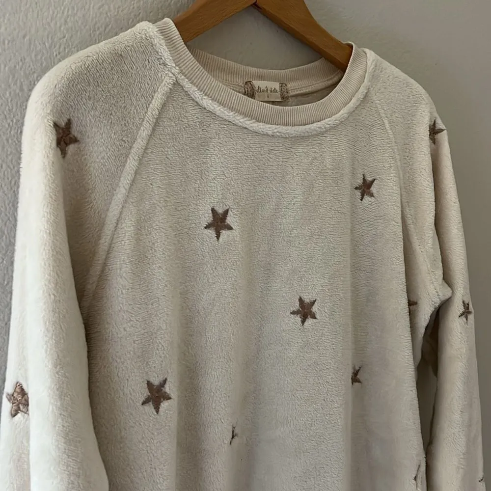 Altar’d State Oversized Slouchy Fleece Star Embroidered Crewneck | Size Small - Image 2