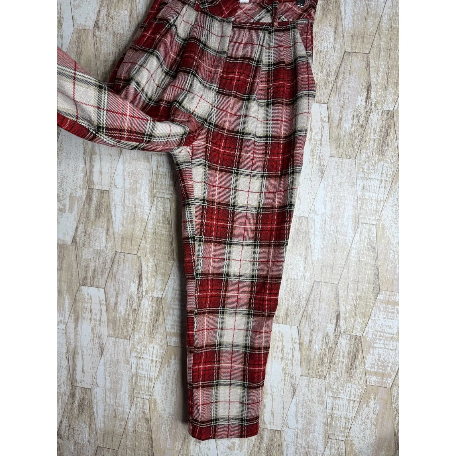 H&M Plaid Grunge Style Pants Size‎ 4 Women's Punk Stretch Tapered - Image 2