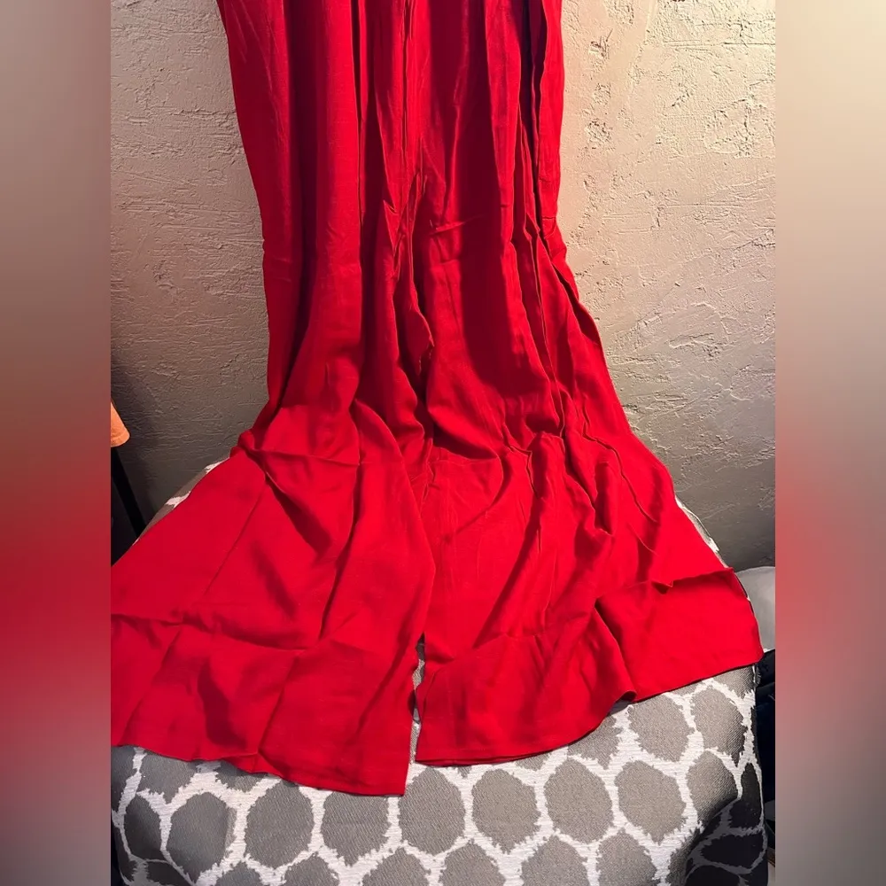 Knox Rose NWT Red Jumpsuit wide leg pockets flowy lightweight summer resortwear - Image 11