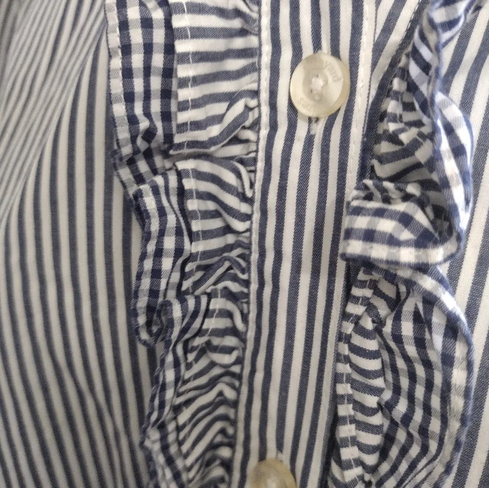 striped ruffle front Oxford shirt - Image 2