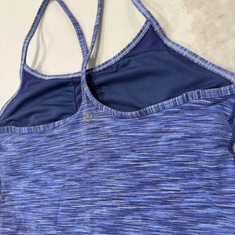 Lululemon Power Y Tank Top Womens 6 Royalty Space Dye Luon CoolMax ShelfBra Yoga - Image 4