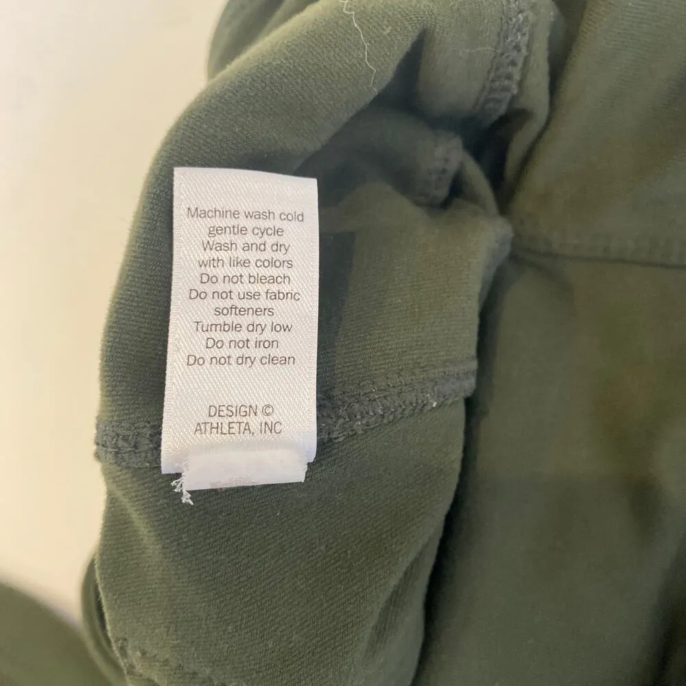 Athleta Green Stretch Leggings Pockets EUC Sz Sm Nylon Spandex Casual Fitted - Image 8