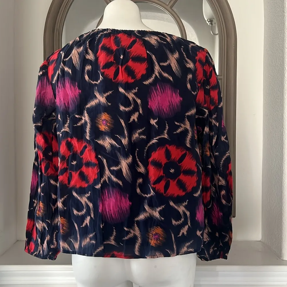 Velvet by Graham & Spencer Fraser Printed Silk Cotton Voile Top in Twilight $207 Black - Image 6