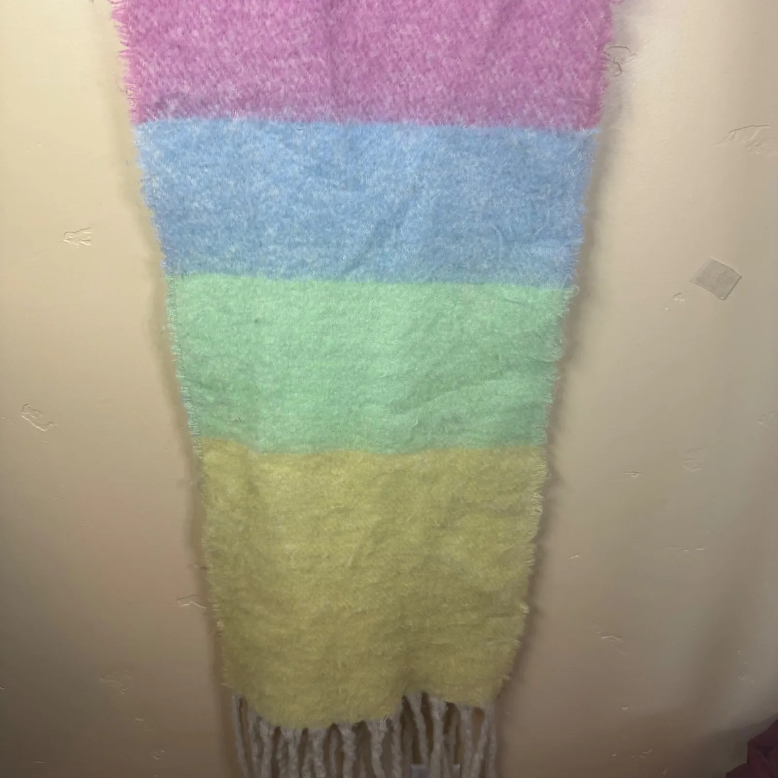 Free People Dream Maker‎ Fringe Scarf Extra Long Striped Rainbow Colorful Fun - Image 5