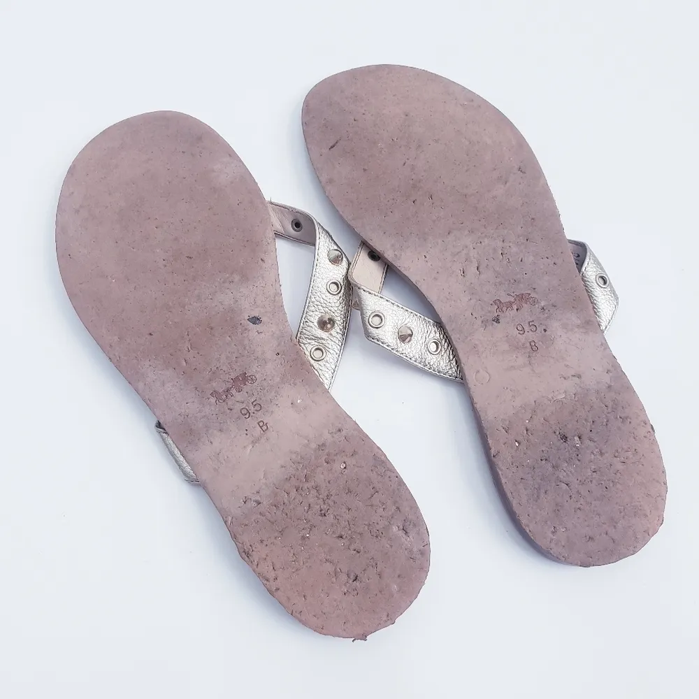 Coach Gold Studded Strap Thong Sandals - Image 4