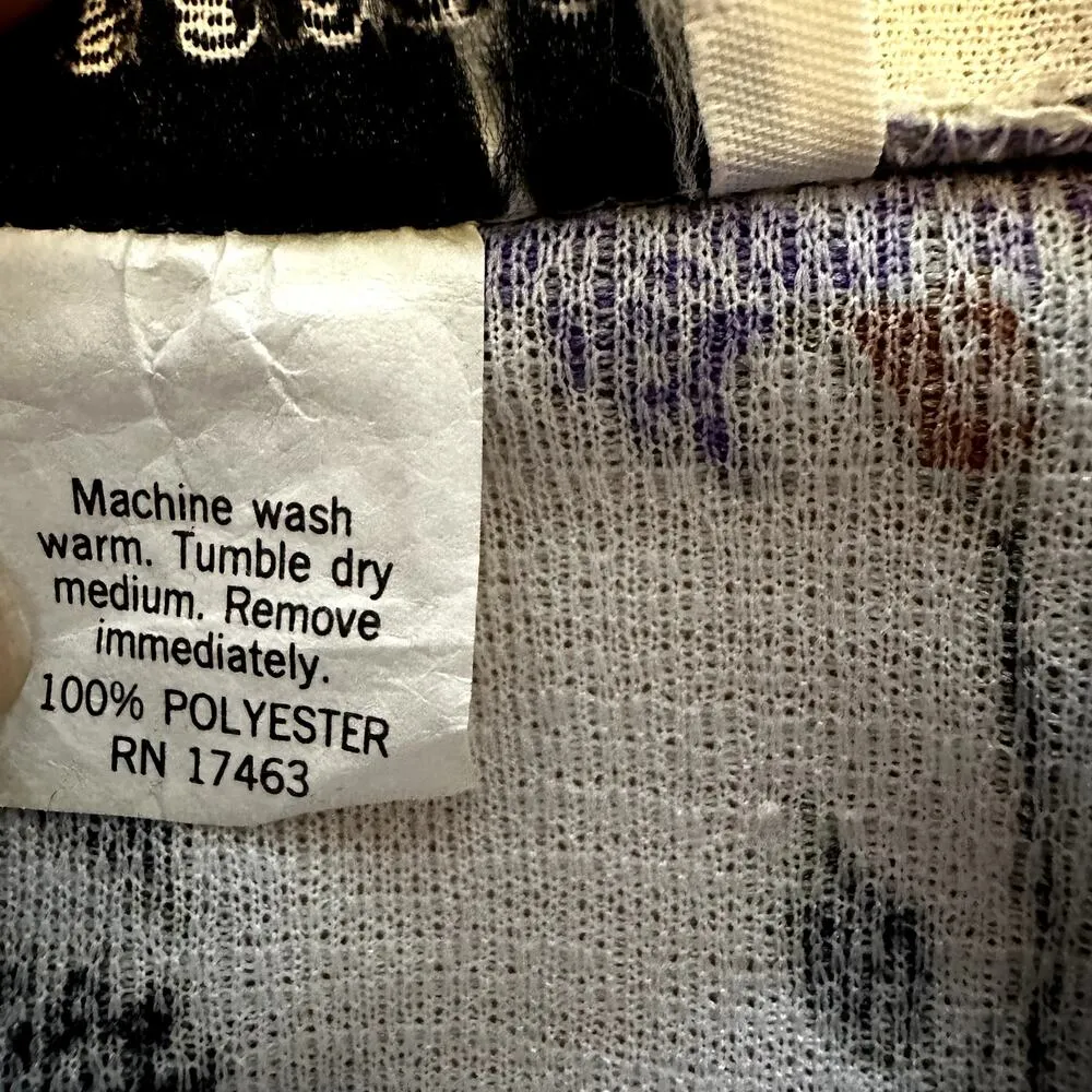 VTG 70s Fire Islander Pussybow Pussycat Bow Blouse Floral Print Button Down 12 Blue - Image 4