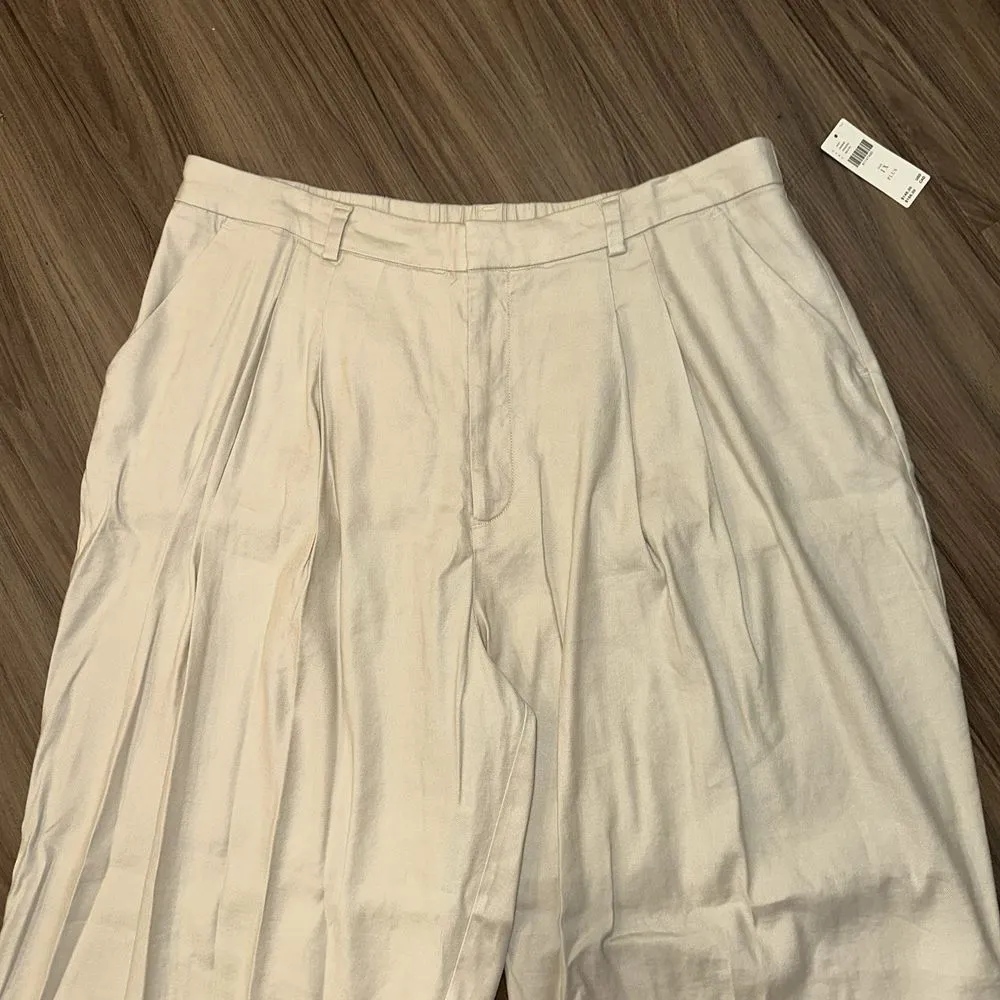 Maeve Anthropologie Pleated Wide Leg Cropped Pants Linen Blend‎ Size 1X - Image 2