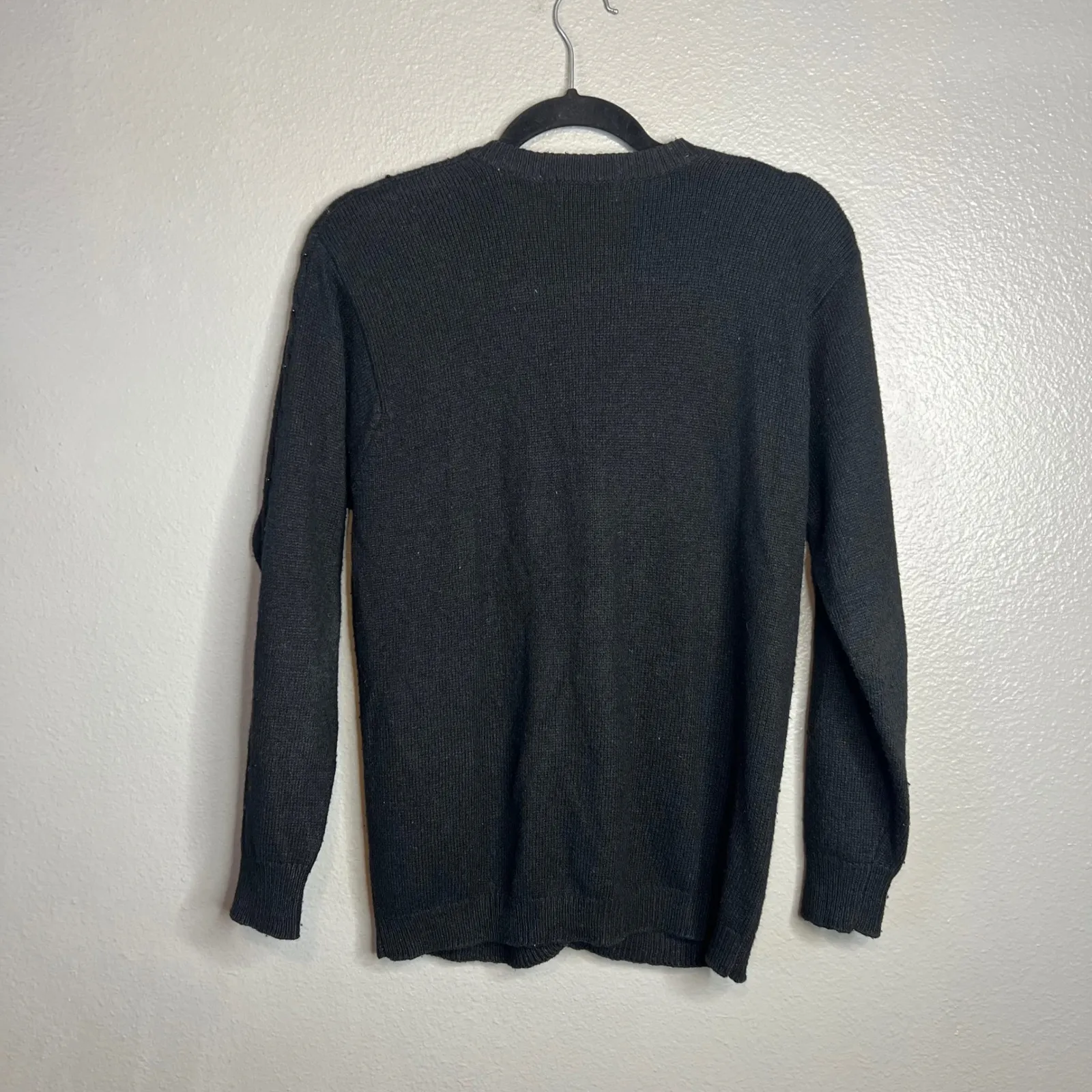 Jaclyn Smith Vintage Sweater Cardigan Black Embellished Beaded Floral Button‎ - Image 6