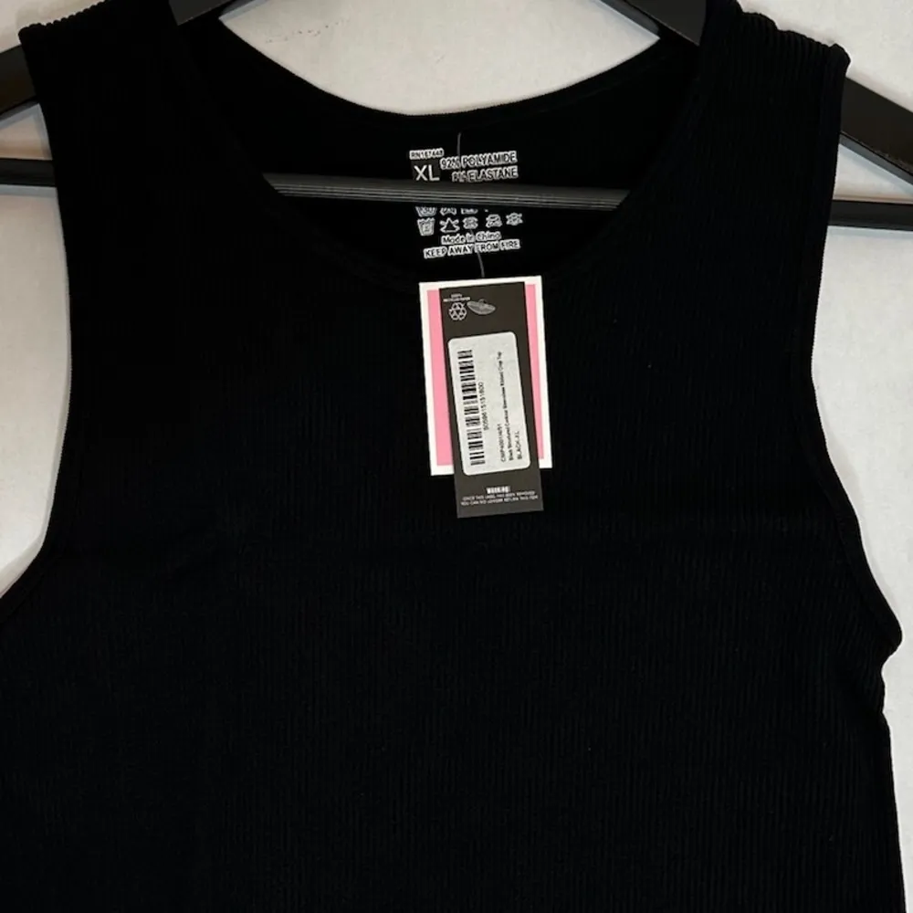 NWT PrettyLittleThing Black Structured Contour Sleeveless Ribbed Crop Top Sz XL - Image 13