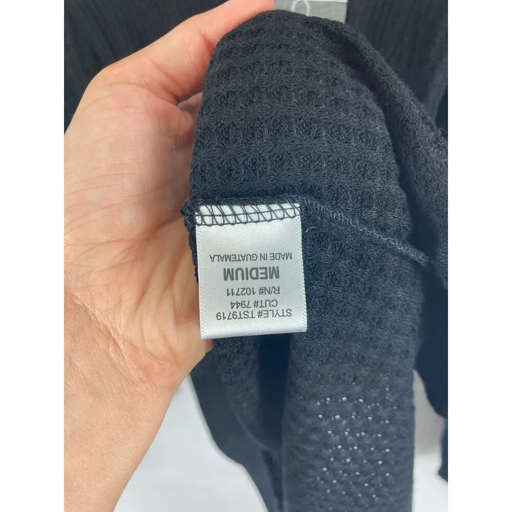 NWT Gibsonlook waffle knit button henley shirt xs Black - Image 3