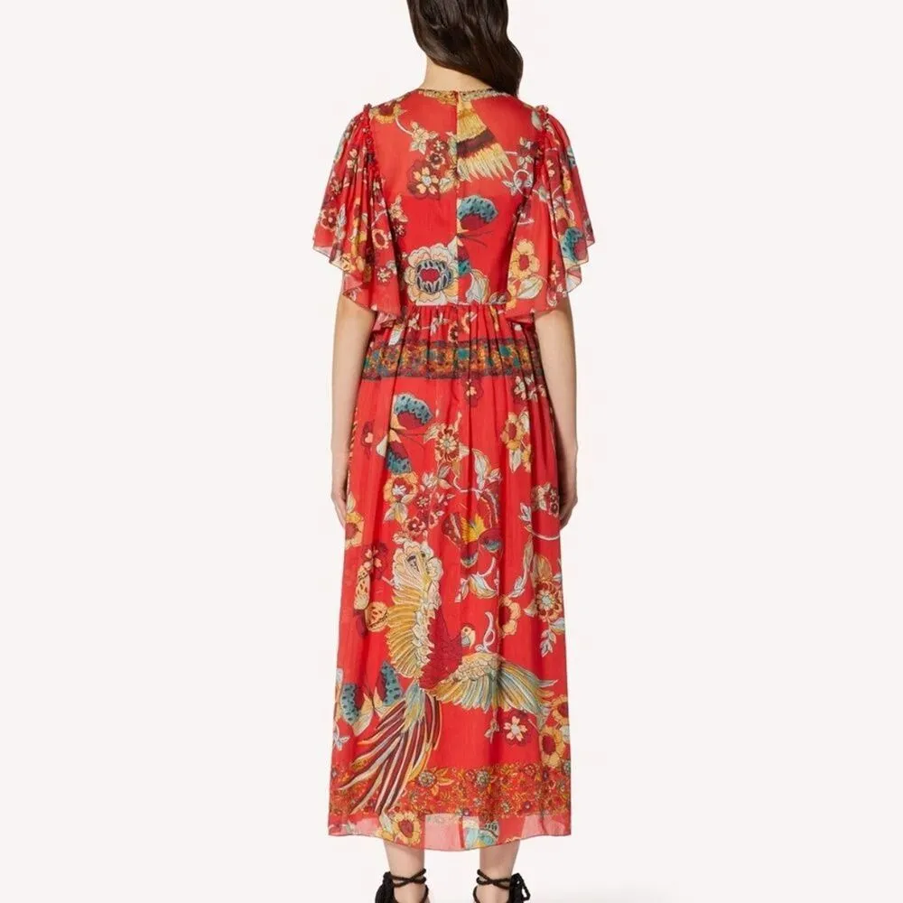 NWOT red Valentino bird of paradise forest dress - Image 3