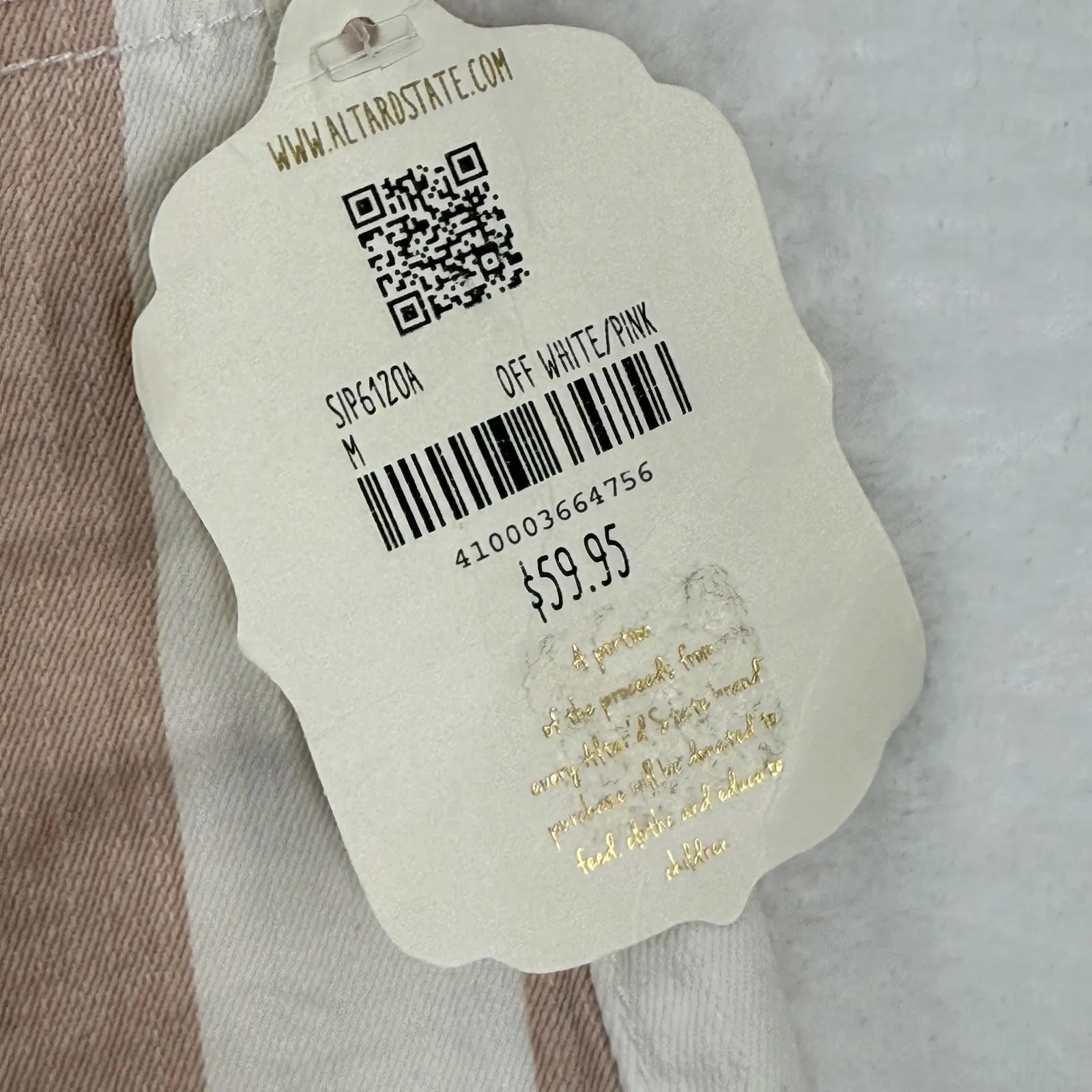 Altar'd State Womens Size M Pink White‎ Striped Cutoff Denim Shorts Frayed Hem Size M - Image 3