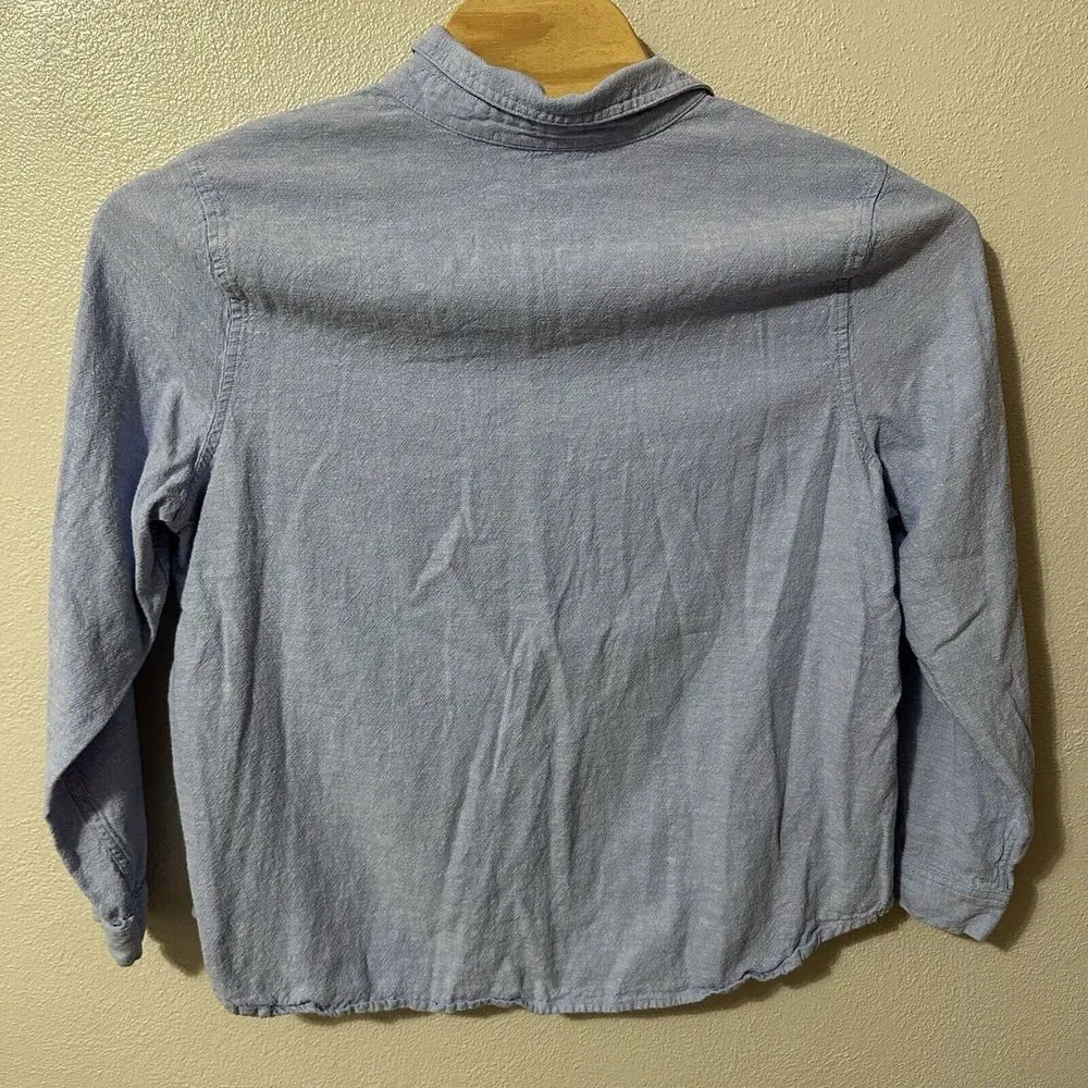 Orvis Linen Blend Button Shirt Women's XXL Blue Long Sleeve Lightweight Casual - Image 2