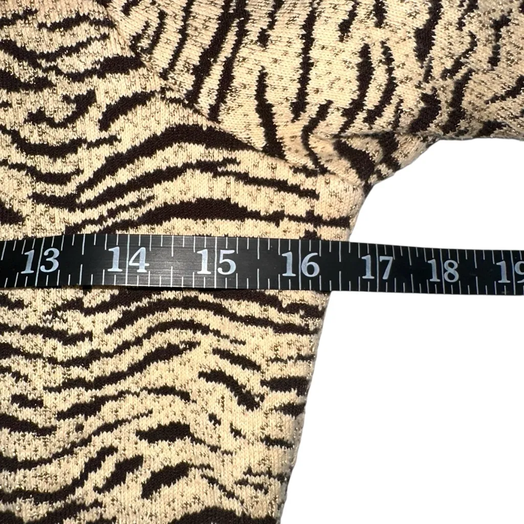 Saks Fifth Avenue Folio Collection Zebra Print Collared Vintage Cardigan SMALL - Image 4