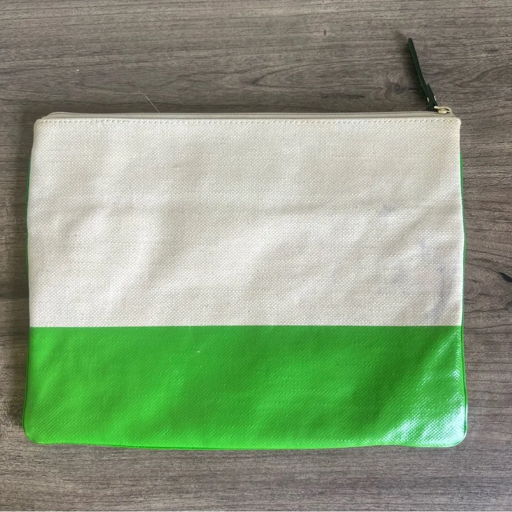 Kate Spade New York Cream and Green Canvas Cosmetic Clutch SKU#24793 - Image 2