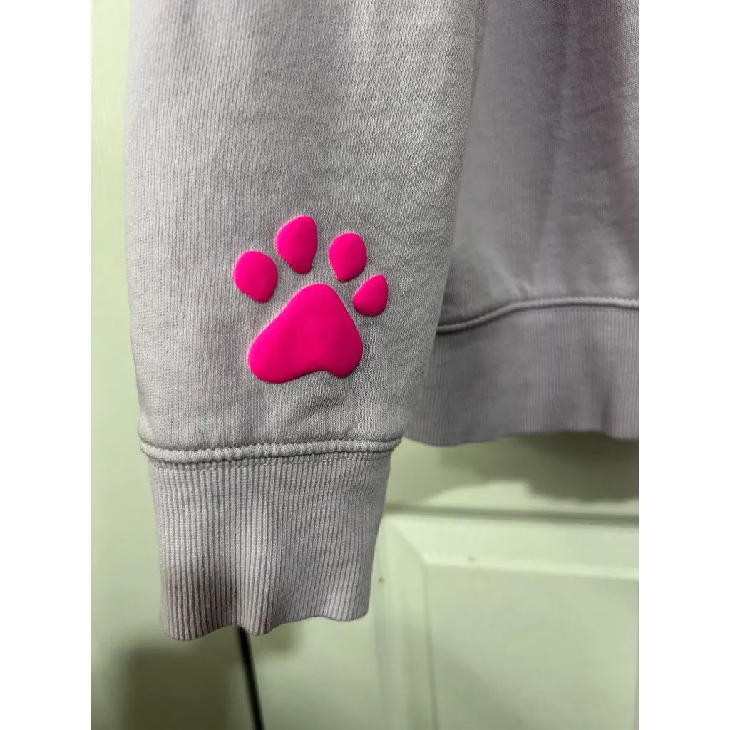 Wildfox Love Sweatshirt Dogs Love Me Gray W/ Pink Paw Print Womens L - Image 3