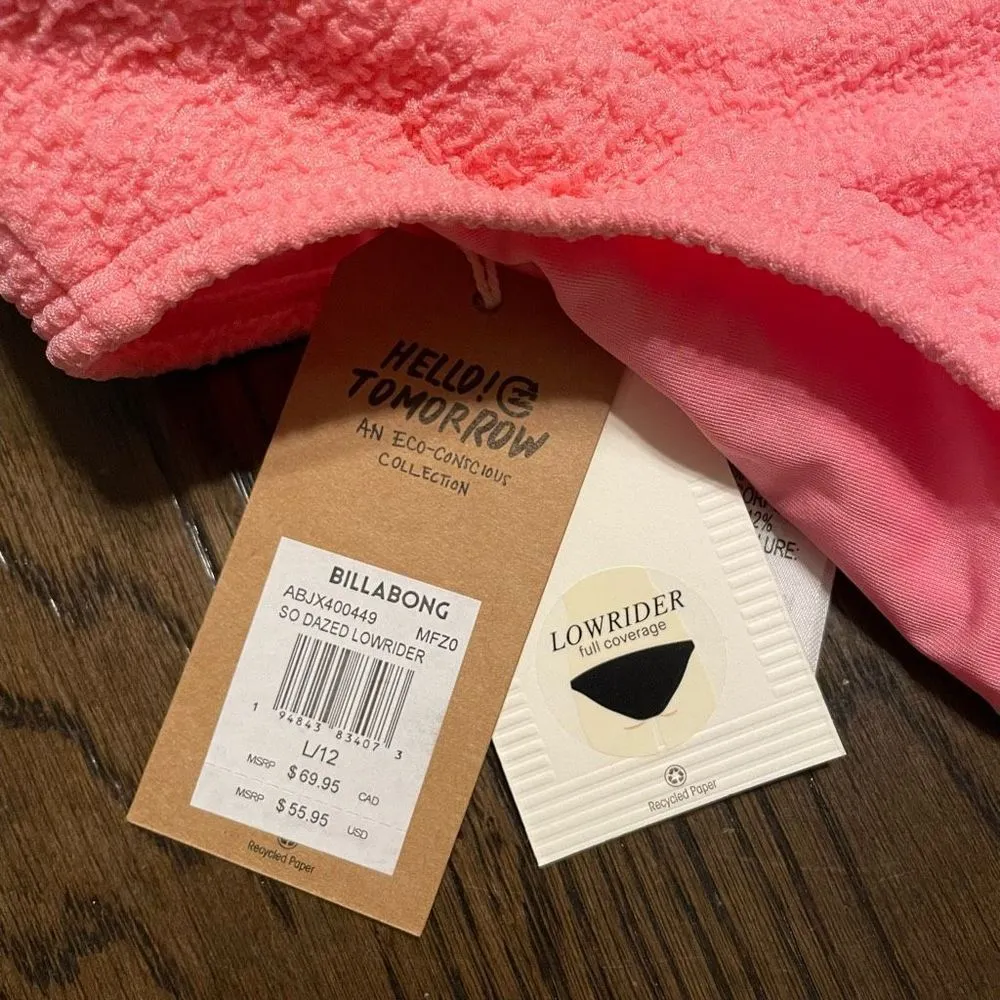Billabong So Dazed Lowrider Bikini Bottoms Pink Sunset L/12 NWT - Image 3