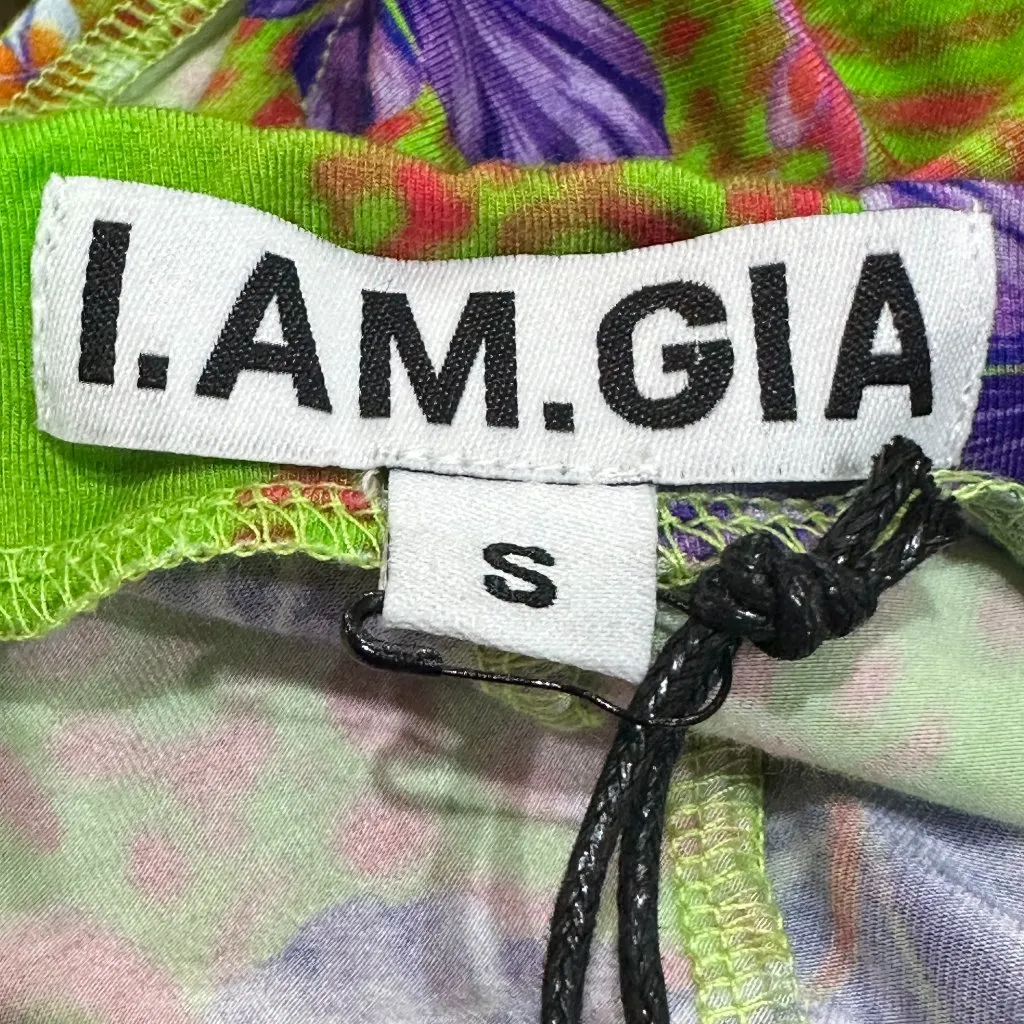 I. AM. GIA. Svana Hibiscus Print Cut Out Halter‎ Mini Dress Bodycon Small NWT - Image 6