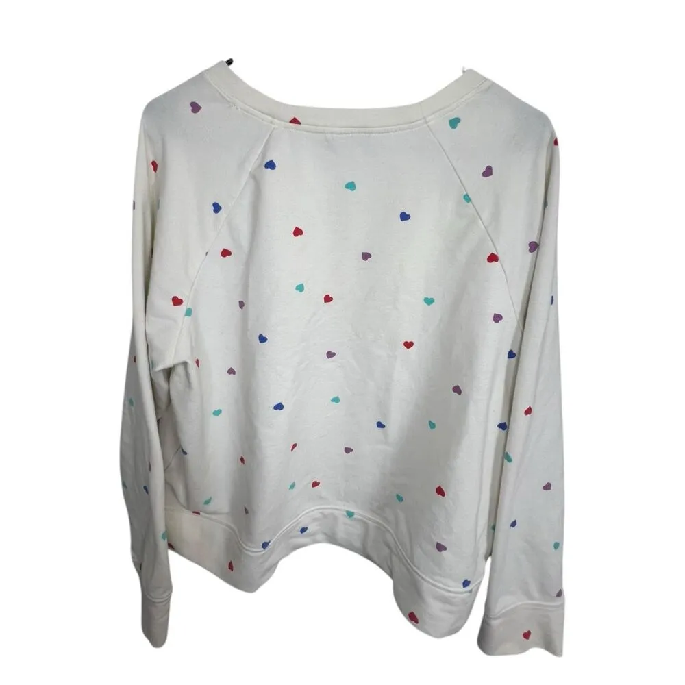 Wild Fox Colorful Heart Patterned White Long Sleeve Sweatshirt - Image 3