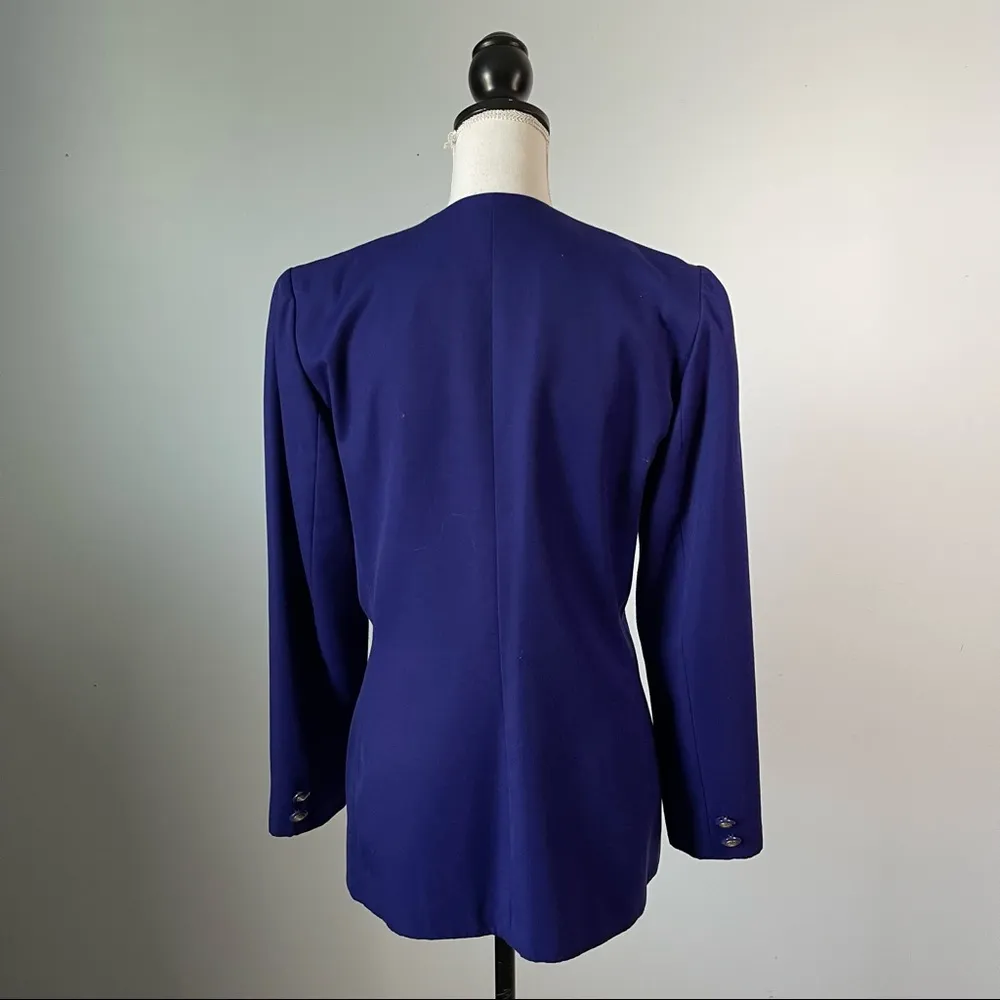 CHRISTOPHER | Vintage Purple Double Breasted Blazer Jacket Sz 8 - Image 5