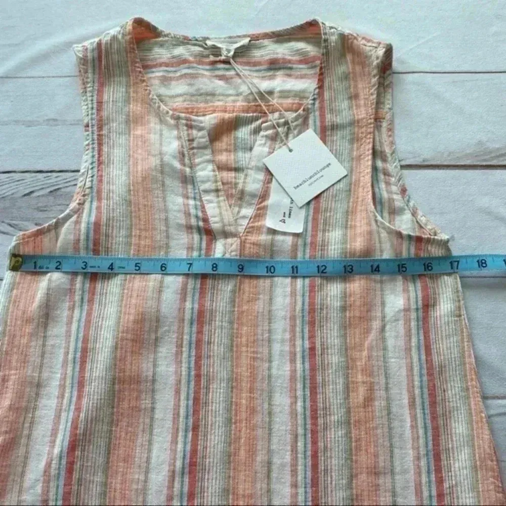 Beach lunch lounge collection Linen Jenna coral sands stripe sleeveless blouse… - Image 6