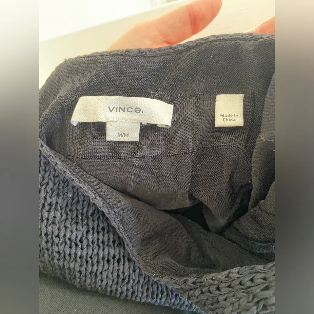 Vince Womens Textured Square Neck Midi Dress Sleeveless Size M Black Stretch - Image 6