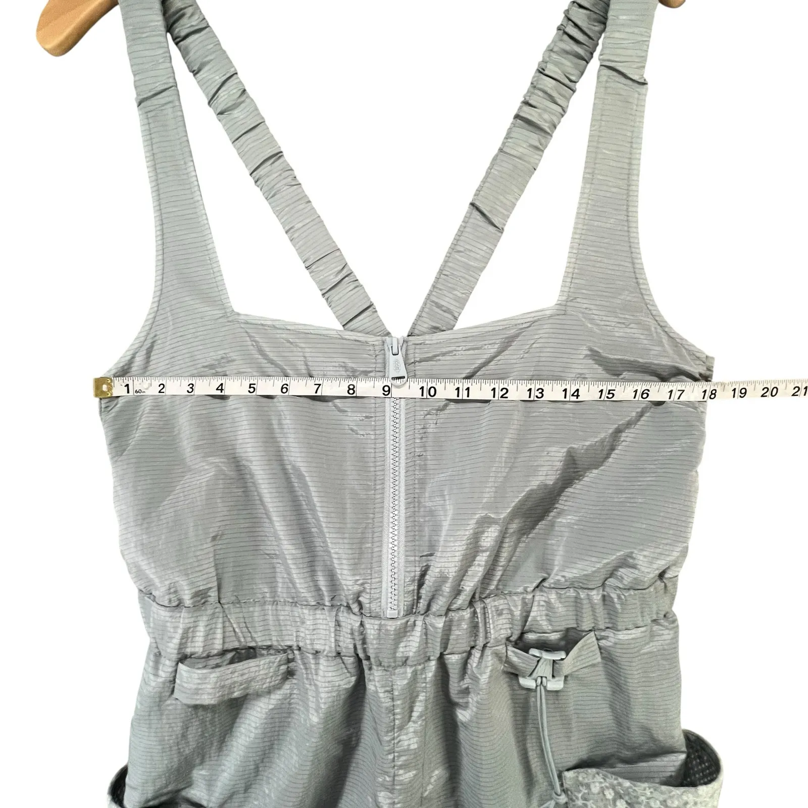 Free People Chaparral Convertible Hike Jumpsuit M Gray Utility Relaxed Overalls - Image 7