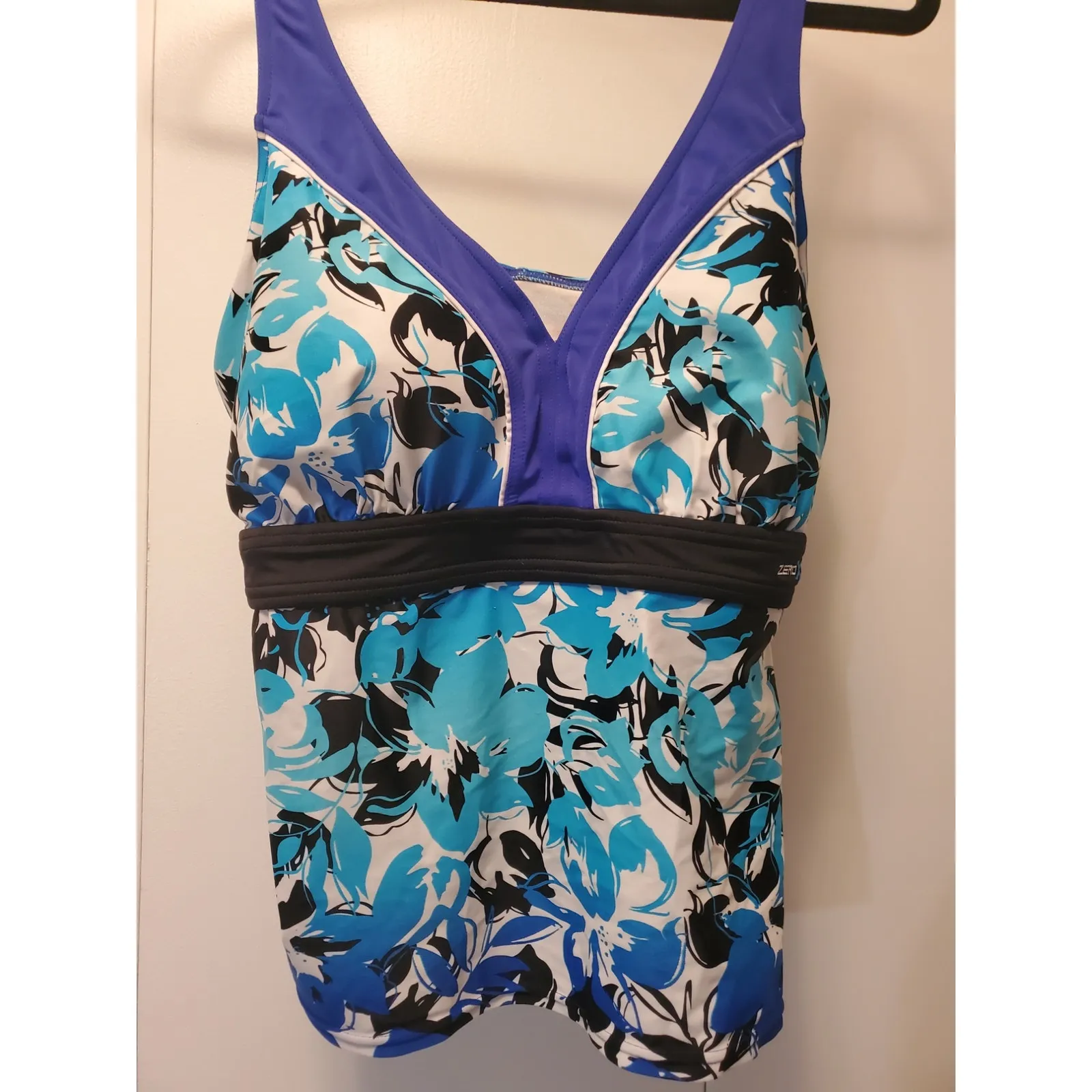 Zero Posur Tankini Royal Blue & Turquoise Size 14 Adjustable Straps - Image 3