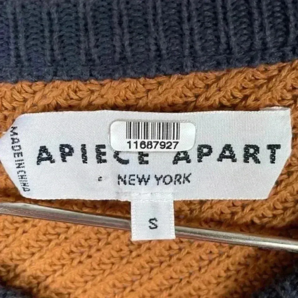 Apiece Apart Colorblock Knit Sweater in Camel, Cream and Lilac - Image 9