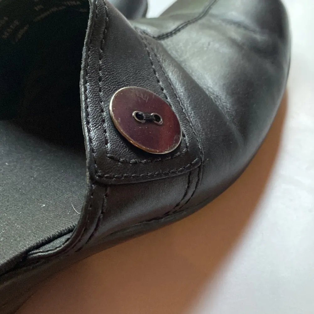 Clarks  Button Mules Clogs Style 79664 Black Leather Mule Wedge Size 8 Black Clog - Image 7