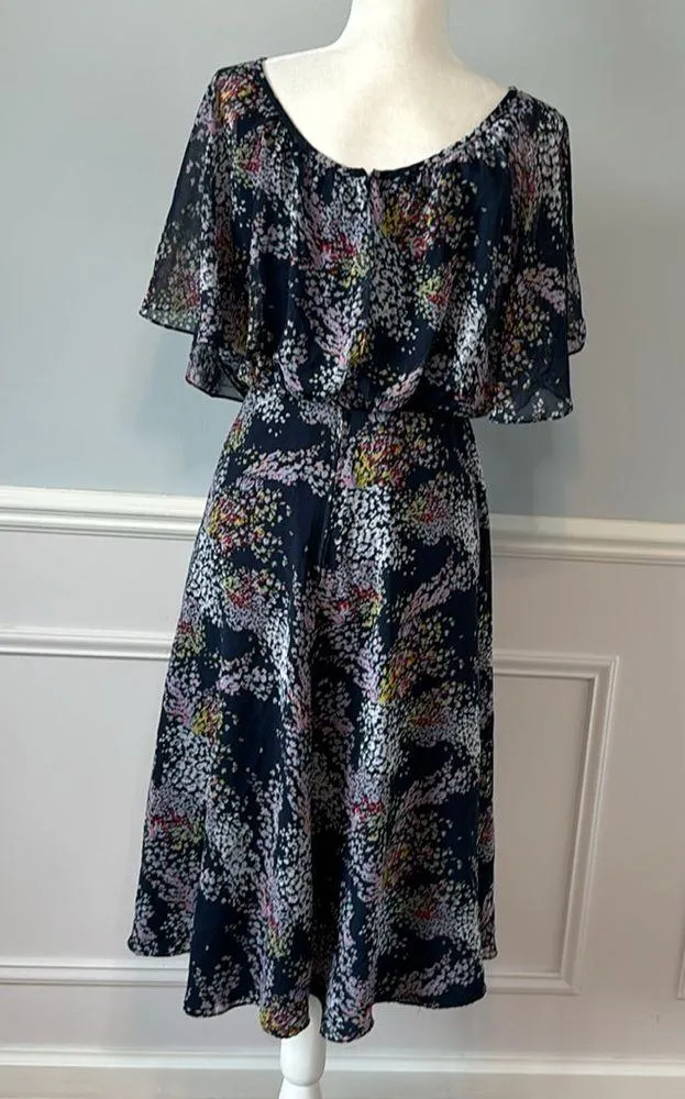 ModCloth Midi Dress Floral Flutter Sleeves Sz Small Flowy Boho Formal Pockets - Image 7