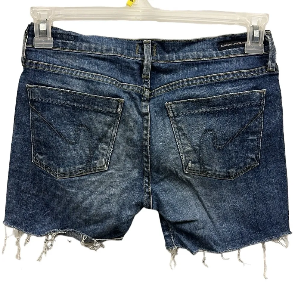 Citizens of Humanity Avedon Denim Cut Off Raw Frayed Hem Blue Jean Shorts 27 - Image 8