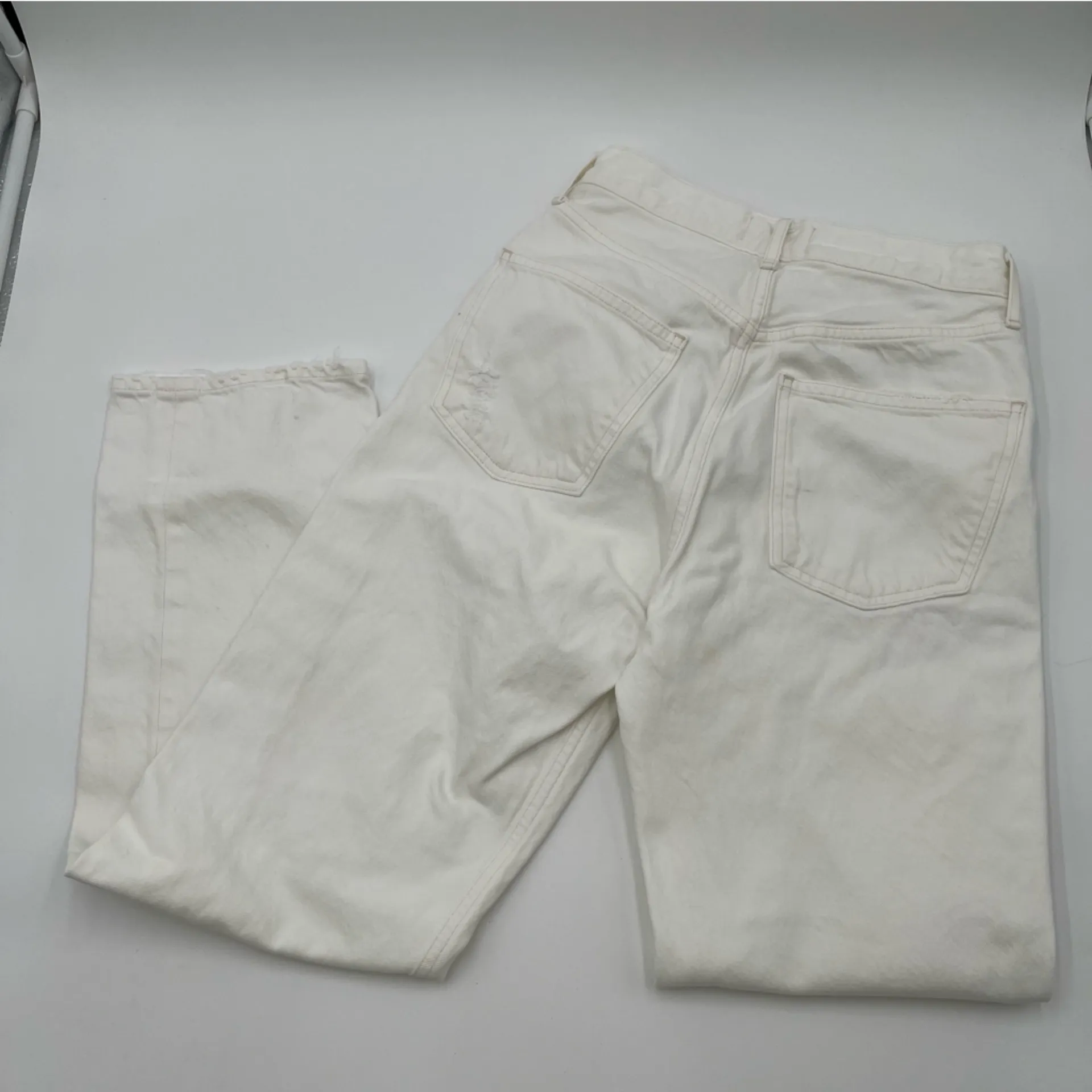 Agolde Jeans 90S Mid Rise Loose Fit White Cotton Knee Holes Size 24 *READ* - Image 5
