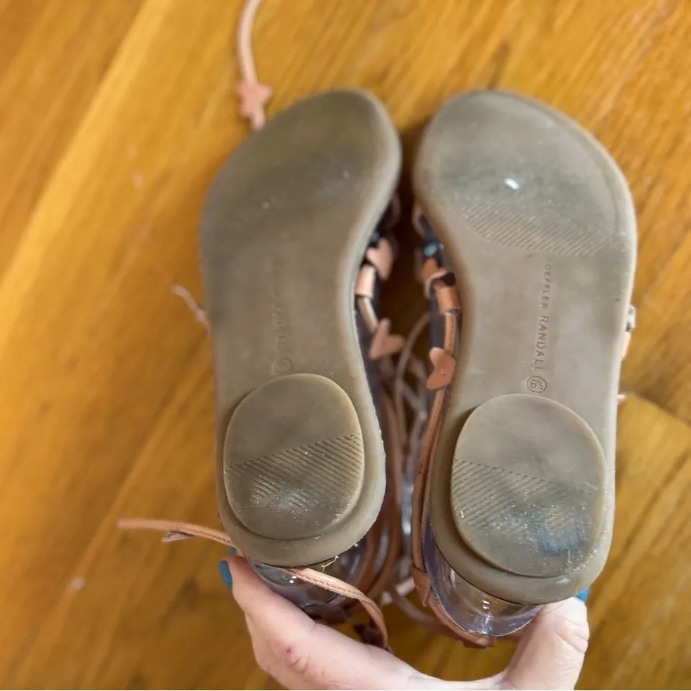 Loeffler Randall Heartla Ankle Wrap Gladiator Sandal Pink Nude Leather Heart 6.5 - Image 8