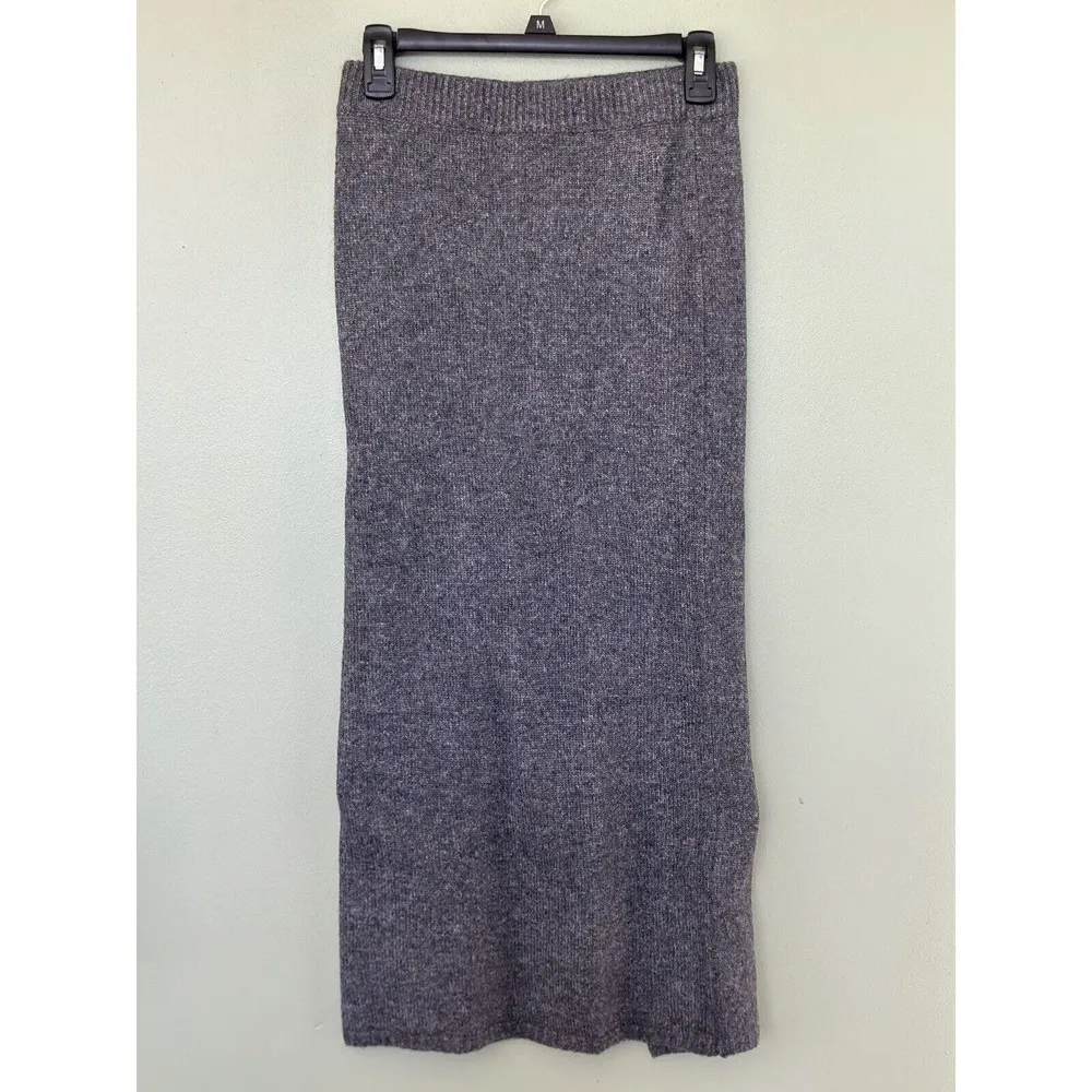 ASOS Knitted Midi Skirt Grey Side Slit Size 0 Ribbed Minimalist Capsule Wardrobe - Image 5
