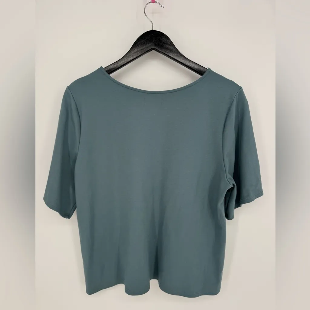 Ripley Radar Sea Blue Ponte Knit Short Sleeve Top Extended XL Soft Casual Lounge - Image 4