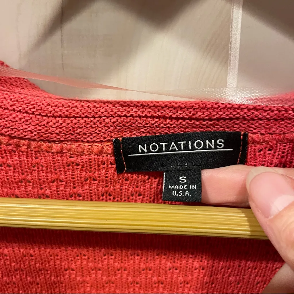 Cute vintage 99s coral pointelle open front lightweight crop cardigan sweater - Image 6