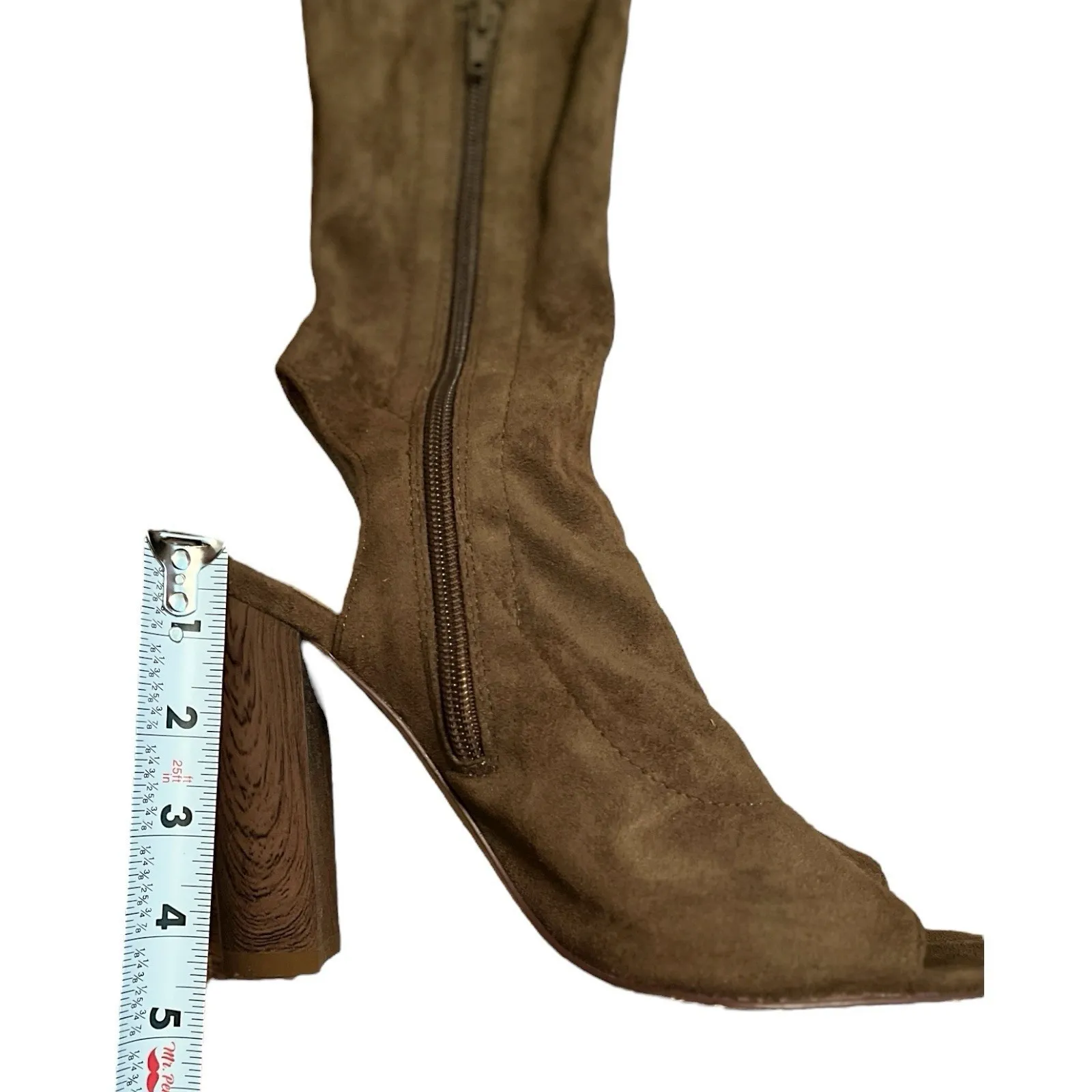 Liliana Thigh‎ High Lace Faux Suede Brown Boots Size 8 Boho Boho Mod Streetwear - Image 7