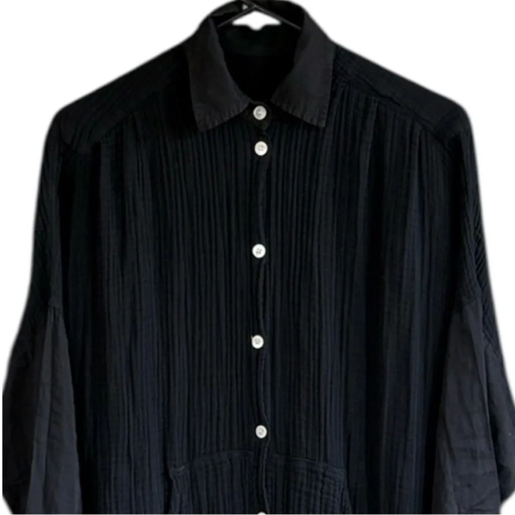 EUC Raquel Allegra Gauze Caftan Shirt
Dress Black One Size Fits Most Retail $495 - Image 6