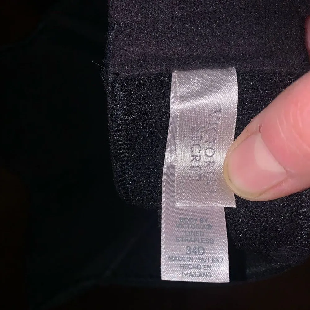 Victoria’s Secret Body black lace lined strapless 34D bra - Image 3