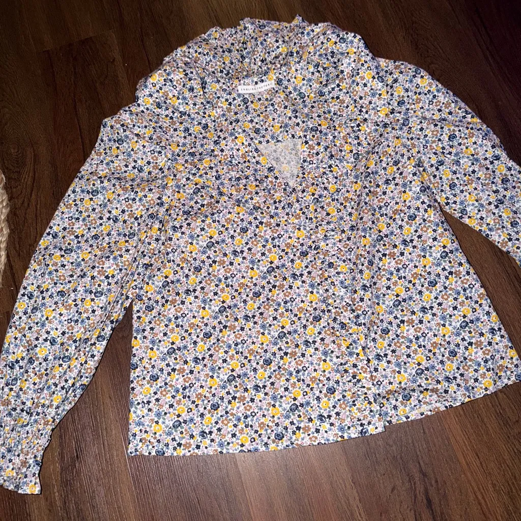 Nwot English factory floral ruffle cream blouse top $120 M winter boho spring - Image 3