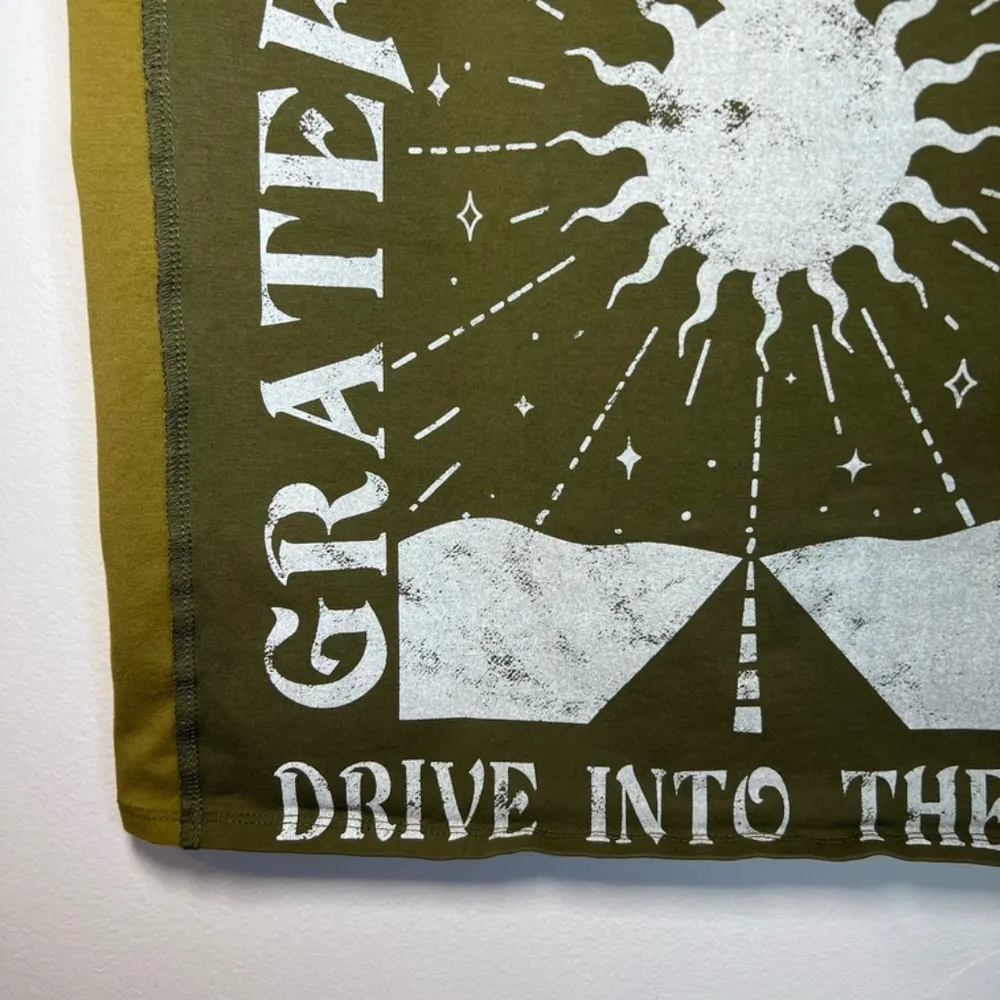 Cleo + Wolf Women's One Shoulder Tank Top Green Western Stretch Graphic Sz Large - Image 5