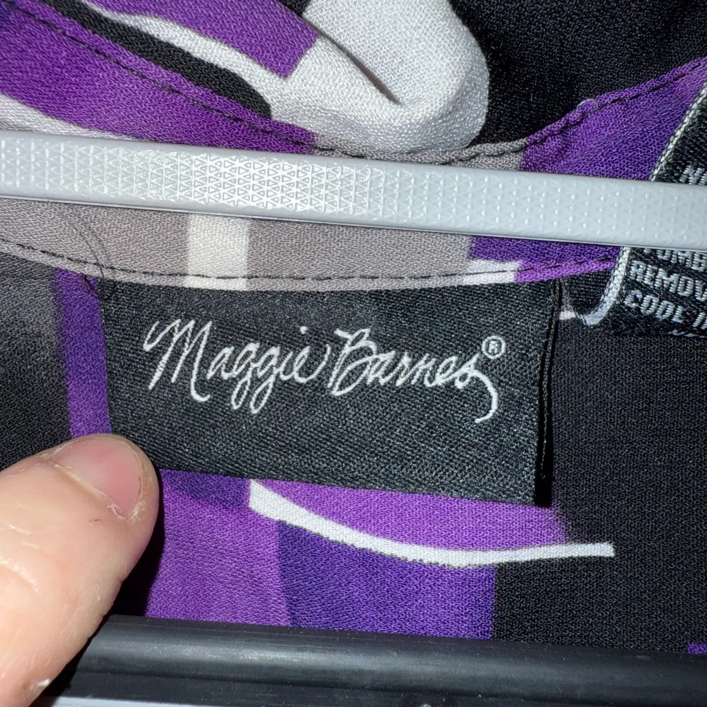 Maggie Barnes Purple and Black Geometric Button Down Shirt - Image 4