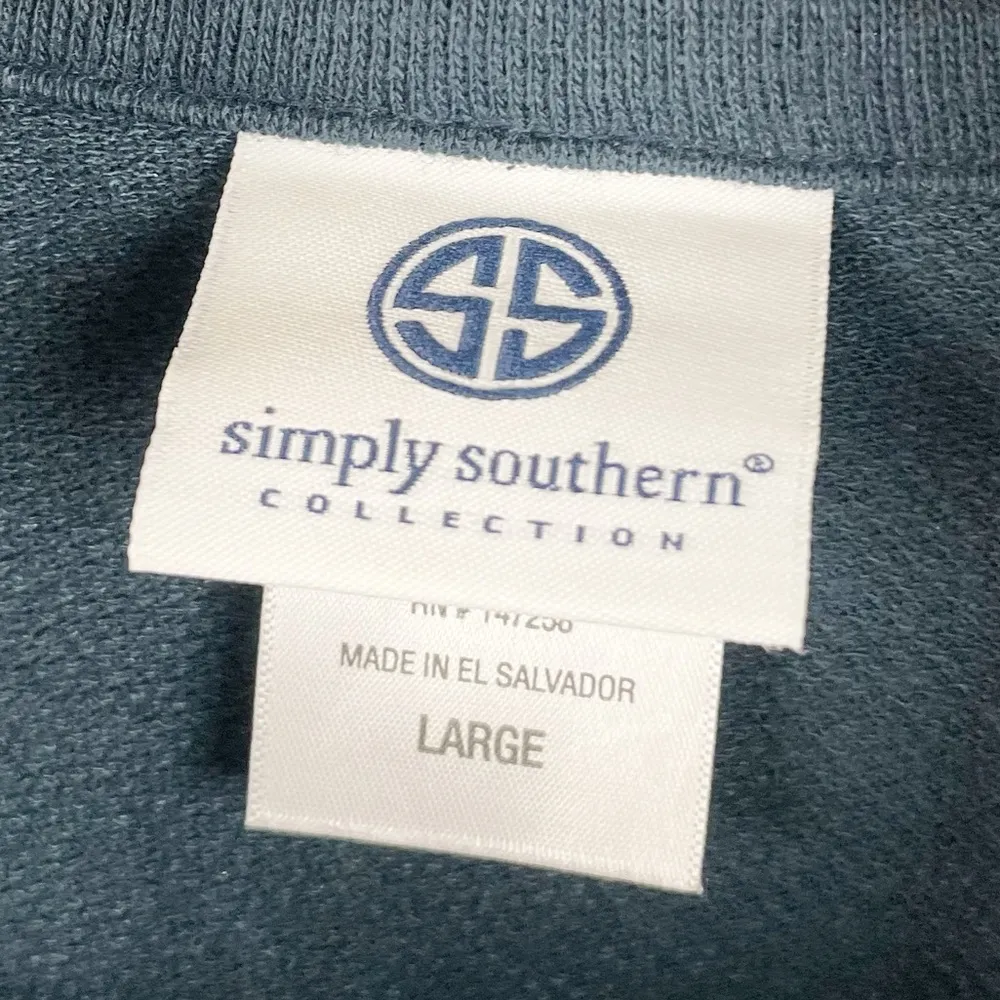 Simply Southern Collection Navy Floral Quarter Zip Pullover Sweatshirt Large - Image 5